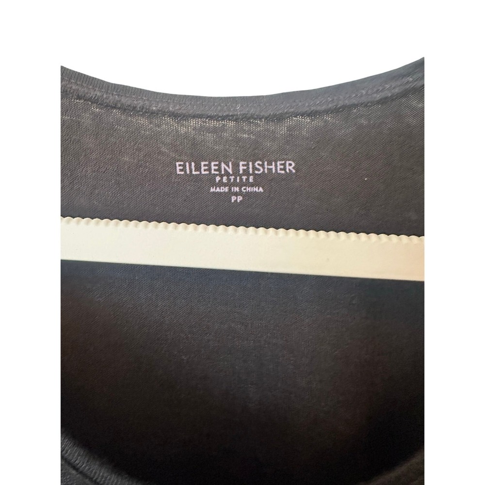 Eileen Fisher Petite Black 100% Linen Sequin Embellished Tank Top PP PXS - Picture 3 of 4